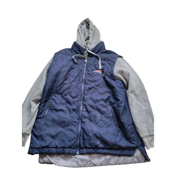 New England Patriots Long Sleeve Quilted Lightweight Hooded Jacket Size L NFL - Picture 1 of 12